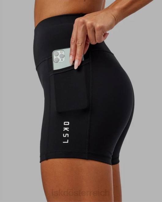 Z8RH621 LSKD Frauen Rep X-Länge kurzes kleines Logo - schwarz Bekleidung