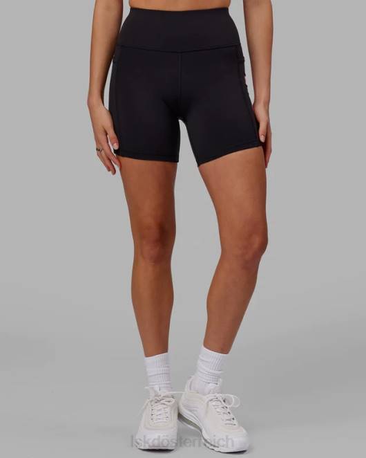 Z8RH625 LSKD Frauen Mittellange Rep-Shorts – Schwarz-Neon-Magenta Bekleidung