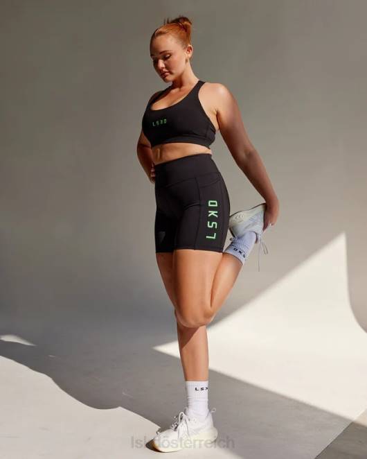 Z8RH629 LSKD Frauen Mittellange Rep-Shorts – Black-Apple Mint Bekleidung