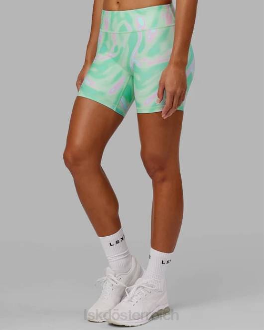 Z8RH641 LSKD Frauen Rxd mittellange Fahrradshorts – Euphoria Print-Teal Bekleidung
