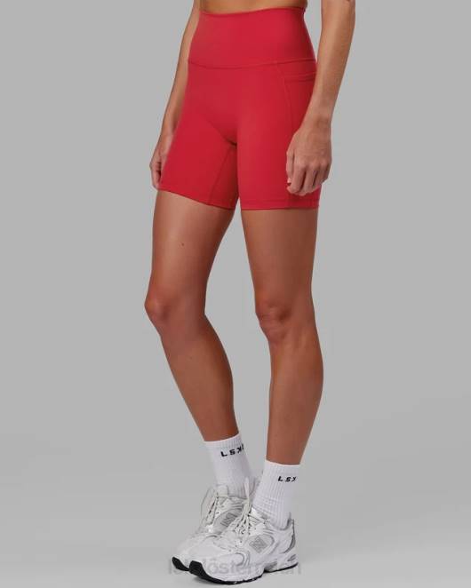 Z8RH643 LSKD Frauen Mittellange Fusion-Shorts – Scharlachrot Bekleidung