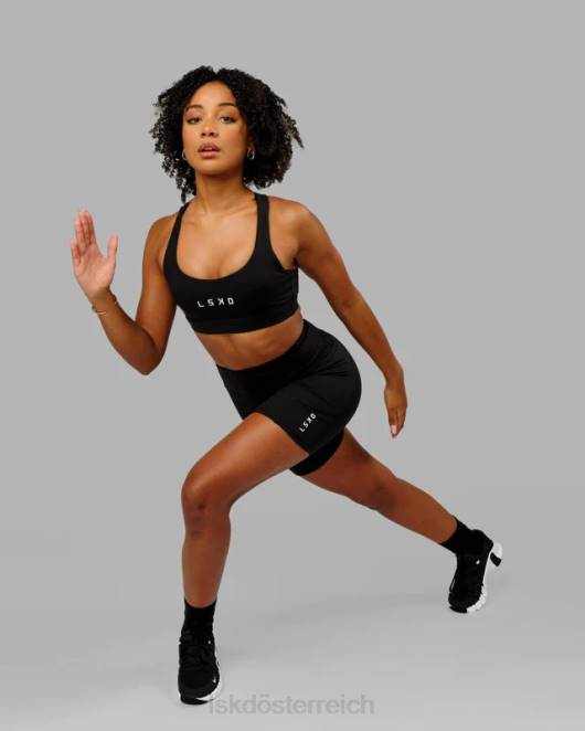 Z8RH646 LSKD Frauen Rep mittellanges kurzes kleines Logo – schwarz Bekleidung