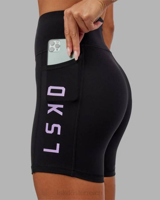 Z8RH656 LSKD Frauen Rep-Shorts in mittlerer Länge – schwarz-lila Bekleidung