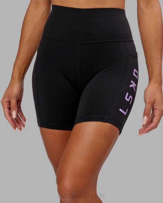 Z8RH656 LSKD Frauen Rep-Shorts in mittlerer Länge – schwarz-lila Bekleidung