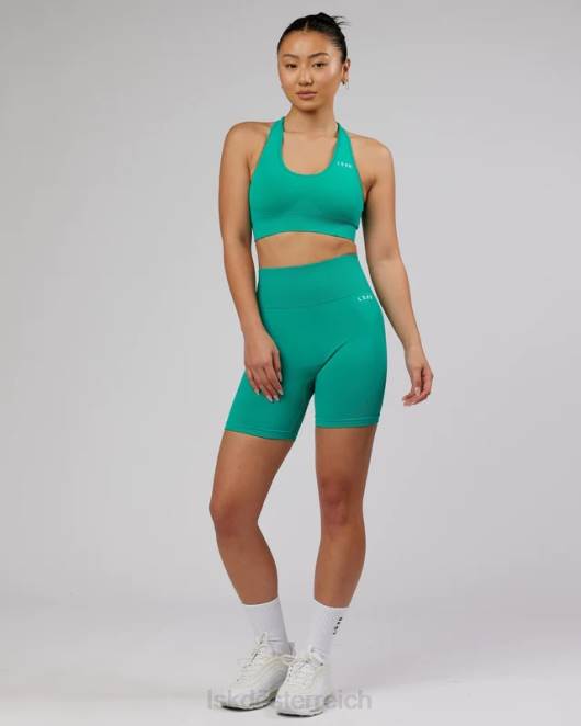 Z8RH686 LSKD Frauen Grenzenlose, nahtlose, mittellange Shorts – Hyper Teal Bekleidung
