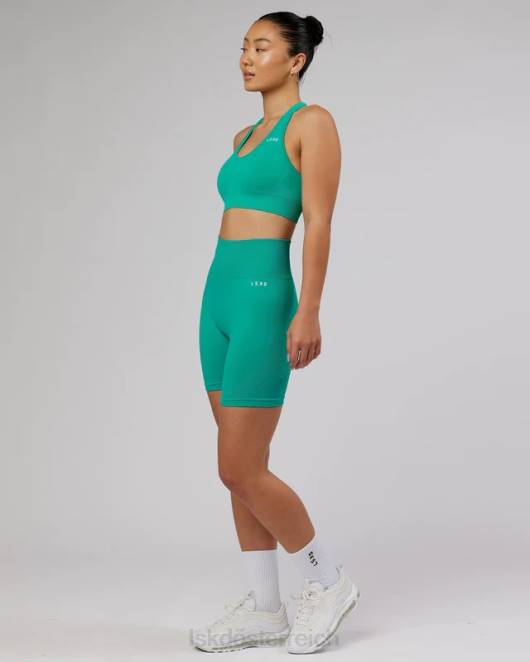 Z8RH686 LSKD Frauen Grenzenlose, nahtlose, mittellange Shorts – Hyper Teal Bekleidung