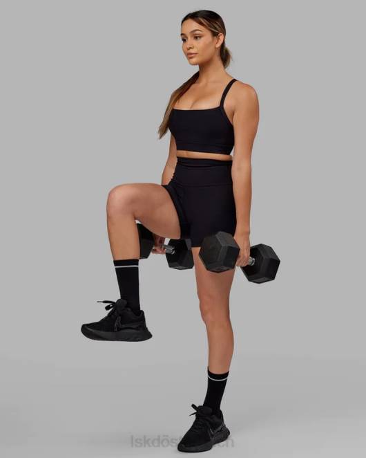 Z8RH688 LSKD Frauen Strike Rippstrick-Shorts in X-Länge – Schwarz Bekleidung