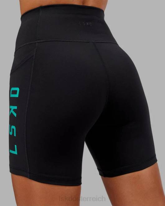 Z8RH693 LSKD Frauen Mittellange Rep-Shorts – Schwarz-Hyper-Petrol Bekleidung
