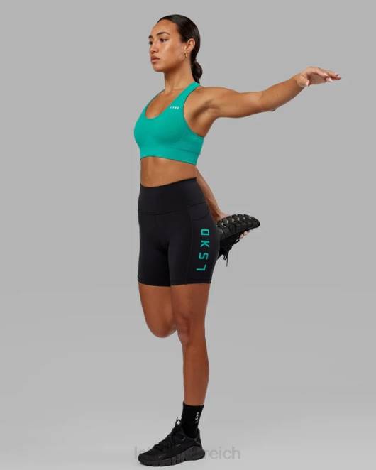 Z8RH693 LSKD Frauen Mittellange Rep-Shorts – Schwarz-Hyper-Petrol Bekleidung