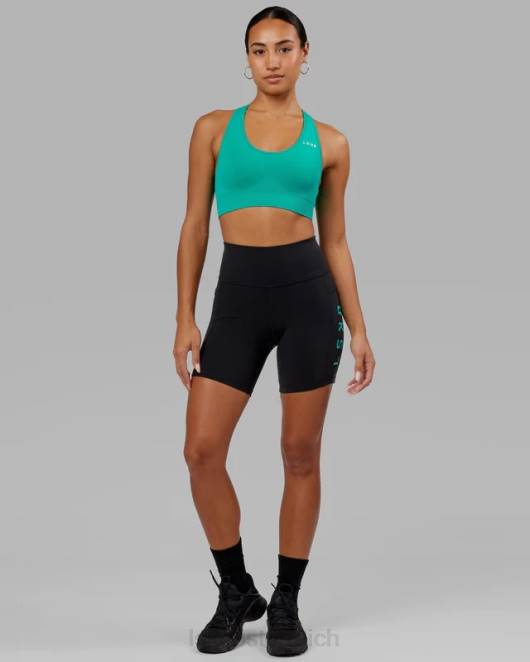 Z8RH693 LSKD Frauen Mittellange Rep-Shorts – Schwarz-Hyper-Petrol Bekleidung