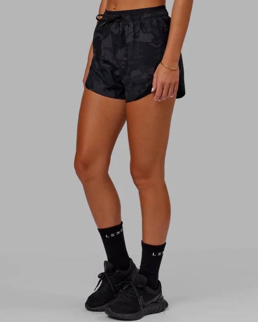 Z8RH776 LSKD Frauen dynamische Laufshorts – schwarzes Tarnmuster Bekleidung