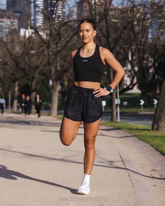 Z8RH776 LSKD Frauen dynamische Laufshorts – schwarzes Tarnmuster Bekleidung