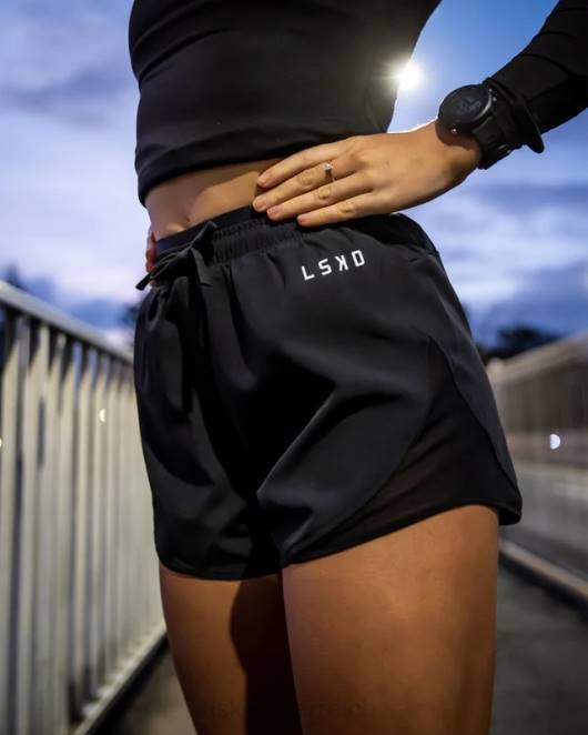 Z8RH785 LSKD Frauen dynamische Laufshorts – schwarz Bekleidung