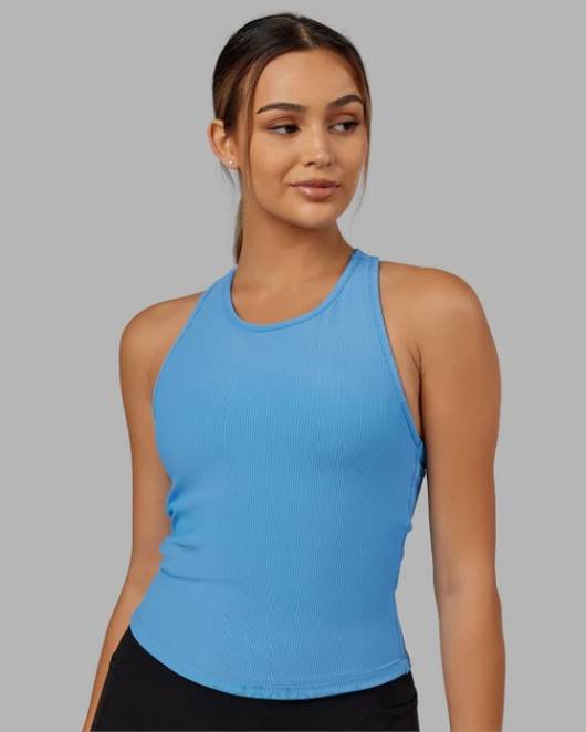 Z8RH149 LSKD Frauen Flow geripptes Hebe-BH-Performance-Tanktop – Azurblau Bekleidung