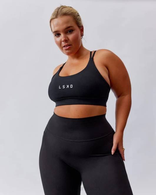 Z8RH17 LSKD Frauen Bridge-Sport-BH - Schwarz Bekleidung