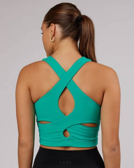 Z8RH185 LSKD Frauen Status Active Tanktop mit Hebe-BH – Hyper Teal Bekleidung