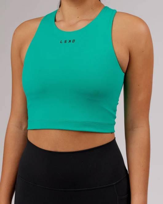 Z8RH185 LSKD Frauen Status Active Tanktop mit Hebe-BH – Hyper Teal Bekleidung