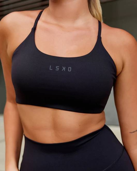 Z8RH24 LSKD Frauen Twist-Sport-BH - Schwarz Bekleidung