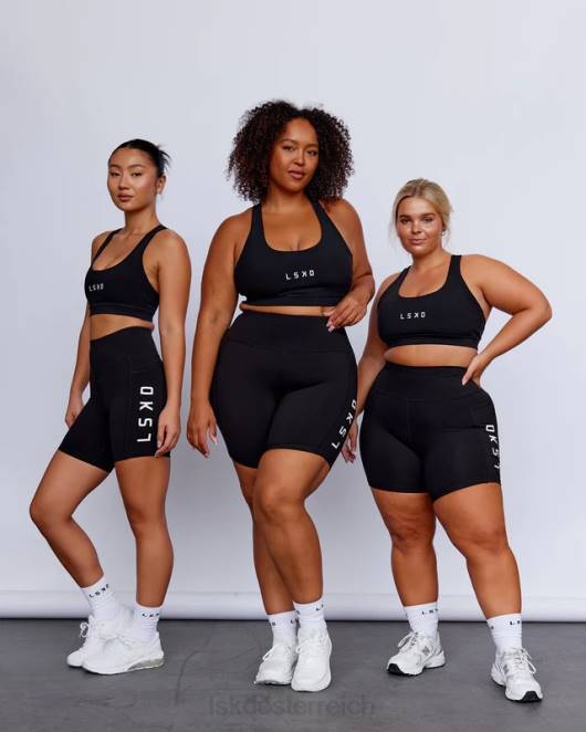 Z8RH29 LSKD Frauen Rep Sport-BH kleines Logo - schwarz-weiß Bekleidung