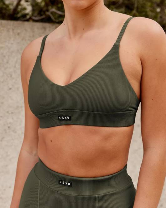 Z8RH2 LSKD Frauen vitalize geripptes Bralette – Waldnacht Bekleidung