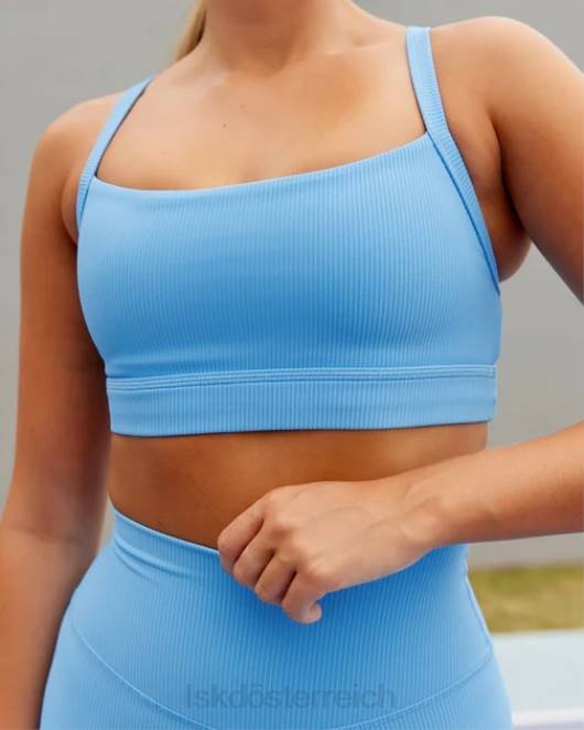 Z8RH47 LSKD Frauen Momentum gerippter Sport-BH – Azurblau Bekleidung