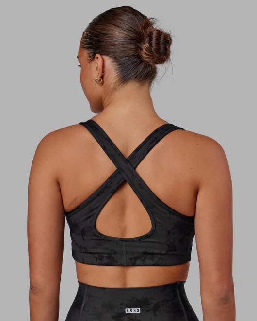 Z8RH49 LSKD Frauen Stamina-Sport-BH – Schwarz-Tie-Dye Bekleidung