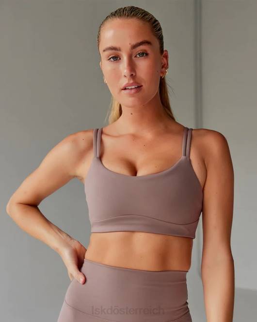Z8RH51 LSKD Frauen Strukturierter Sport-BH – tiefes Taupe Bekleidung