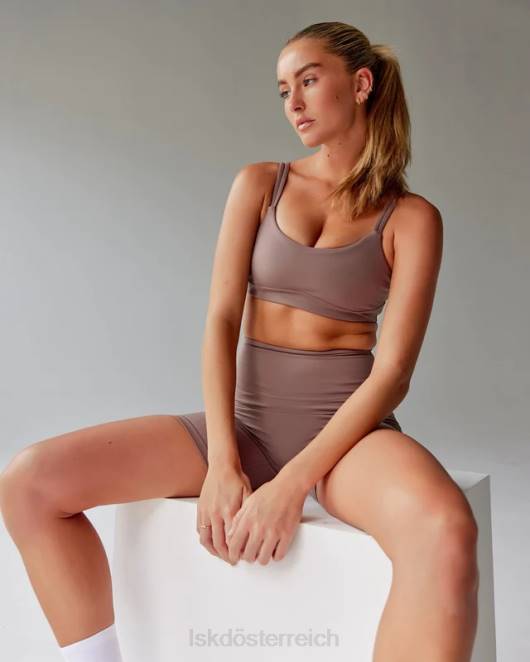 Z8RH51 LSKD Frauen Strukturierter Sport-BH – tiefes Taupe Bekleidung