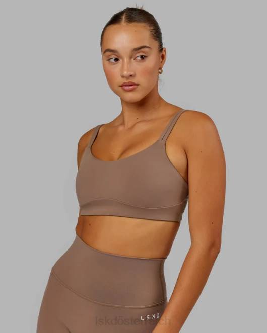 Z8RH51 LSKD Frauen Strukturierter Sport-BH – tiefes Taupe Bekleidung