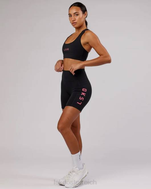 Z8RH82 LSKD Frauen Rep-Sport-BH mit kleinem Logo – Schwarz-Flamingo Bekleidung