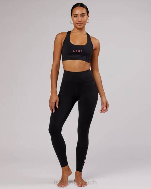 Z8RH82 LSKD Frauen Rep-Sport-BH mit kleinem Logo – Schwarz-Flamingo Bekleidung