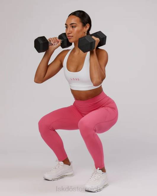 Z8RH83 LSKD Frauen Rep-Sport-BH mit kleinem Logo – Weiß-Flamingo Bekleidung