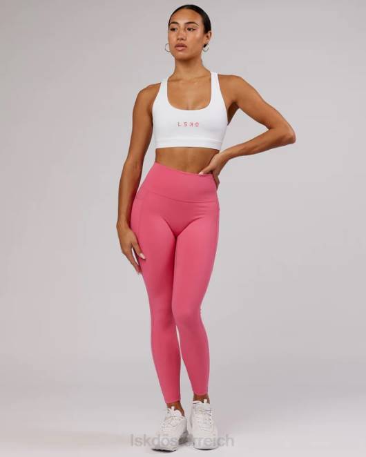 Z8RH83 LSKD Frauen Rep-Sport-BH mit kleinem Logo – Weiß-Flamingo Bekleidung