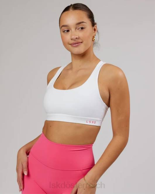 Z8RH90 LSKD Frauen Base Sport-BH - Weiß-Flamingo Bekleidung