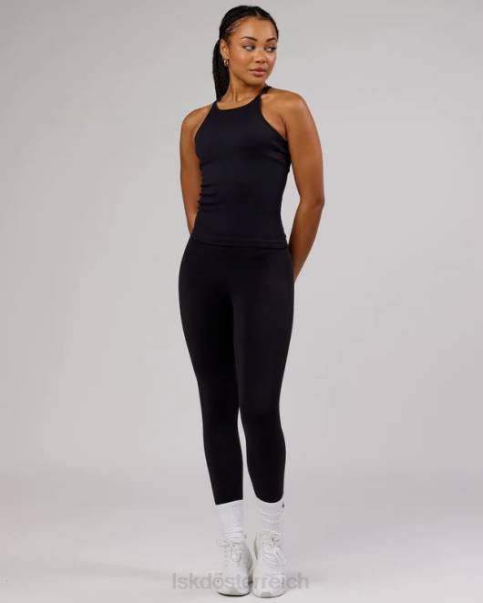 Z8RH124 LSKD Frauen Minimales, nahtloses, geripptes Tanktop – Schwarz Bekleidung