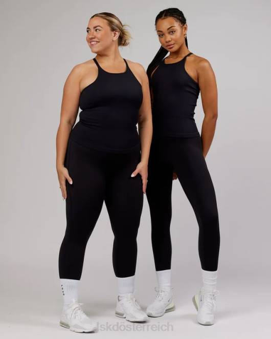 Z8RH124 LSKD Frauen Minimales, nahtloses, geripptes Tanktop – Schwarz Bekleidung