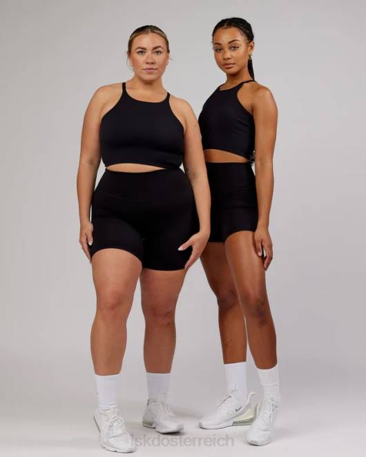 Z8RH130 LSKD Frauen Minimales, nahtloses, bauchfreies, geripptes Tanktop – Schwarz Bekleidung