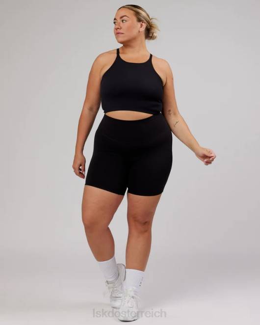 Z8RH130 LSKD Frauen Minimales, nahtloses, bauchfreies, geripptes Tanktop – Schwarz Bekleidung