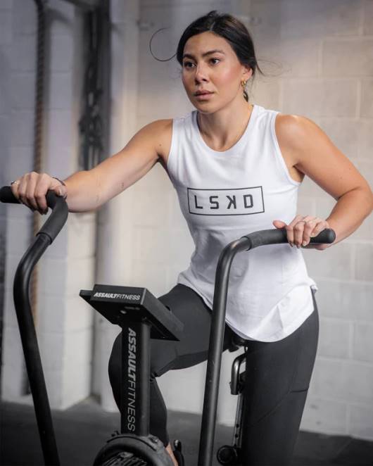 Z8RH133 LSKD Frauen Luna Tank - weiß-schwarz Bekleidung