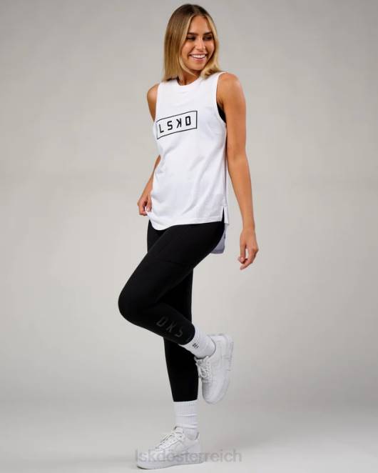 Z8RH133 LSKD Frauen Luna Tank - weiß-schwarz Bekleidung