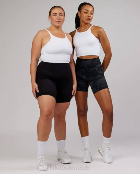 Z8RH146 LSKD Frauen Minimales, nahtloses, bauchfreies, geripptes Tanktop – weiß Bekleidung