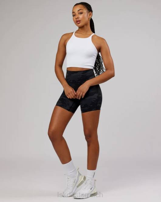 Z8RH146 LSKD Frauen Minimales, nahtloses, bauchfreies, geripptes Tanktop – weiß Bekleidung