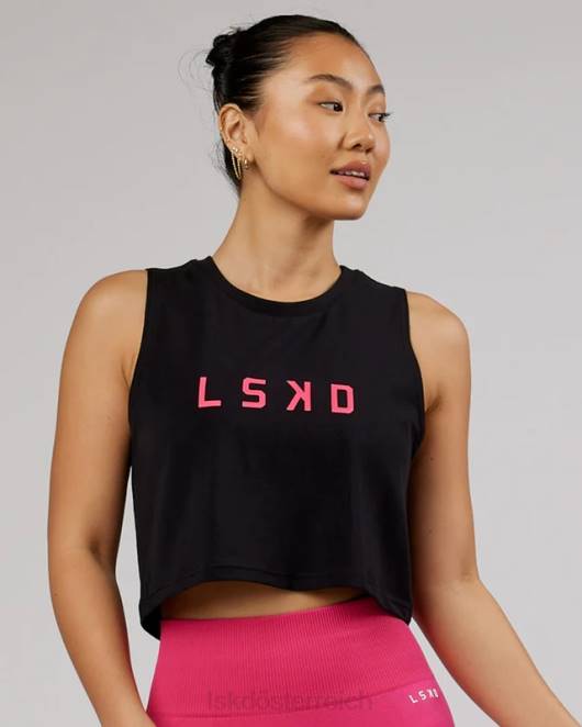 Z8RH147 LSKD Frauen Agiles Flxcotton-Tanktop – Schwarz-Boysenberry Bekleidung