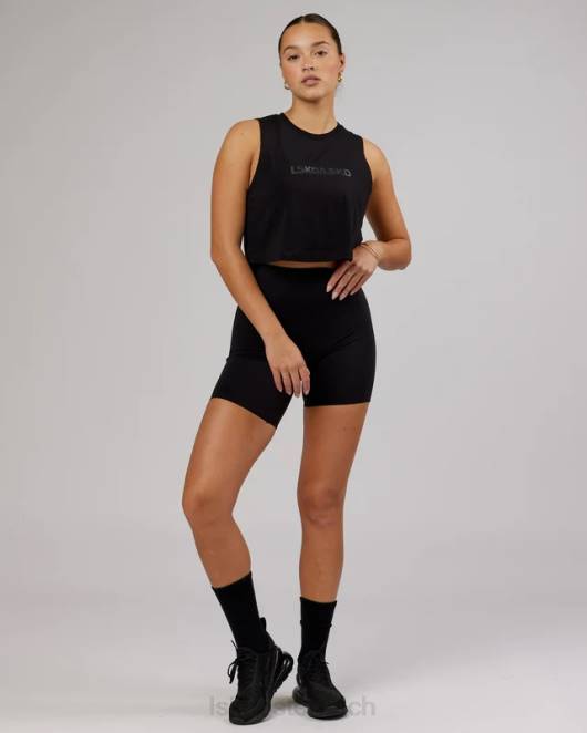 Z8RH165 LSKD Frauen Kurzes Tanktop aus Speedway-Flx-Baumwolle – Schwarz Bekleidung