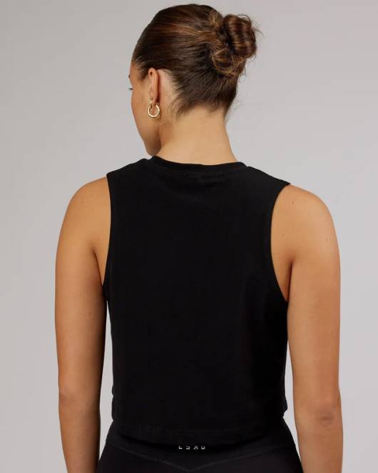 Z8RH165 LSKD Frauen Kurzes Tanktop aus Speedway-Flx-Baumwolle – Schwarz Bekleidung