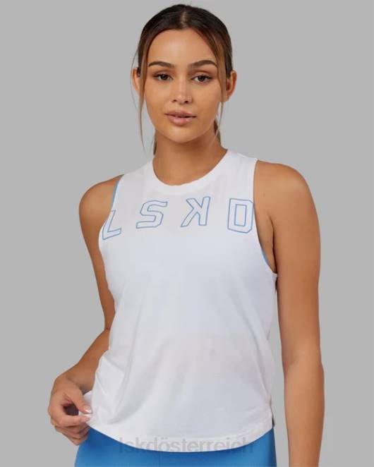 Z8RH171 LSKD Frauen Erweitern Sie das Flxcotton-Tanktop - Weiß-Azurblau Bekleidung