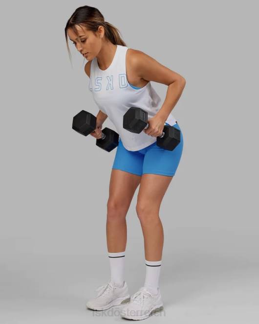 Z8RH171 LSKD Frauen Erweitern Sie das Flxcotton-Tanktop - Weiß-Azurblau Bekleidung