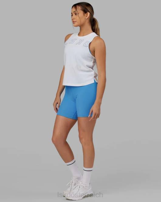 Z8RH171 LSKD Frauen Erweitern Sie das Flxcotton-Tanktop - Weiß-Azurblau Bekleidung