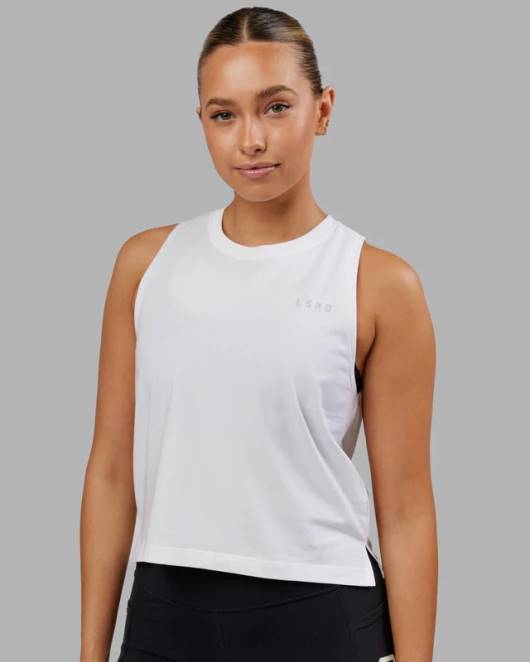 Z8RH177 LSKD Frauen Deluxe-Pimaflx-Tanktop – weiß Bekleidung