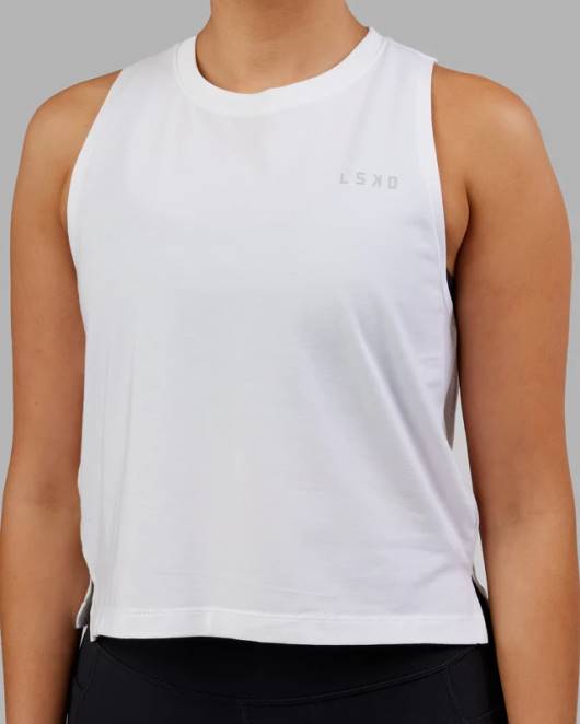 Z8RH177 LSKD Frauen Deluxe-Pimaflx-Tanktop – weiß Bekleidung